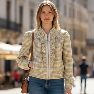 Anthropologie Idra gingham jacket M